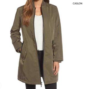 Caslon Long Bomber Jacket in Gray